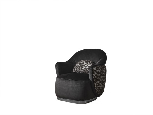 Sillón individual negro diseño de lujo salón moderno elegante tela de tapicería nueva