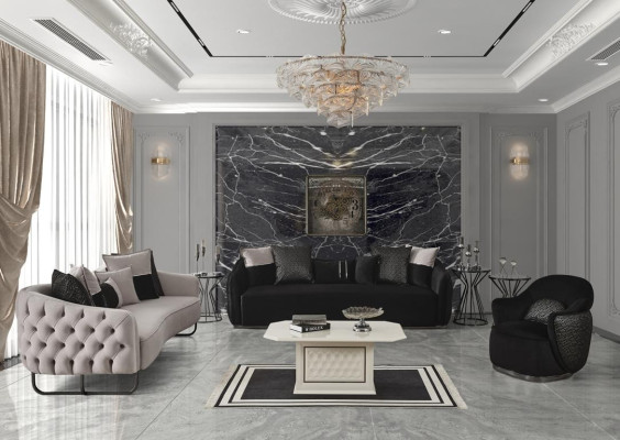 Sillón individual negro diseño de lujo salón moderno elegante tela de tapicería nueva