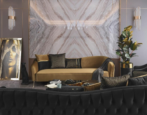 Tela de oro sofá de tela de 3 plazas marrón Sofá Sofás tapizados Muebles