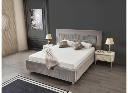 Cama Cama tapizada Diseño de dormitorio de lujo Camas Textil Madera Estructura de cama Nueva