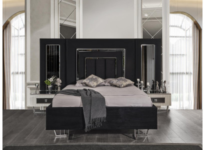 Dormitorio Cama 2x Mesitas de noche Juego de camas de lujo completo Muebles de diseño de 3 piezas