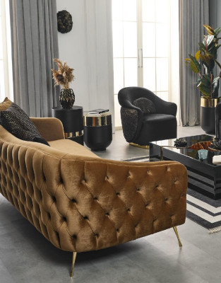 Sofá Chesterfield 3+1 plazas Muebles Mesa de centro Sillón Textil Tela