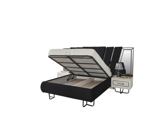 Dormitorio cama con 2 mesitas de noche cama doble muebles camas tapizadas 3 piezas conjunto