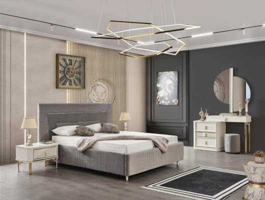 Dormitorio Cama 2x Mesitas de noche Set de camas de lujo completo Diseño de muebles 3 piezas.