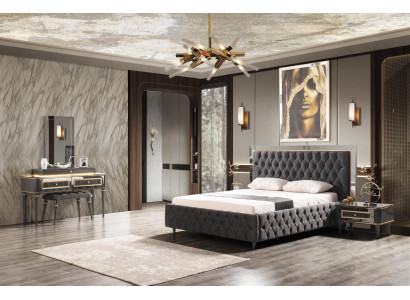 Chesterfield Conjunto de dormitorio Cama Camas modernas 2 mesitas de noche Tocador