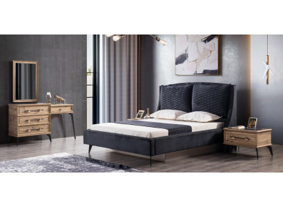 Juego de dormitorio de 4 piezas cama de lujo moderna 2 mesitas de noche cómoda incluida