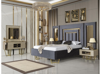 Villa Dormitorio Cama Cama doble 2x Mesitas de noche Cómoda Espejo Muebles