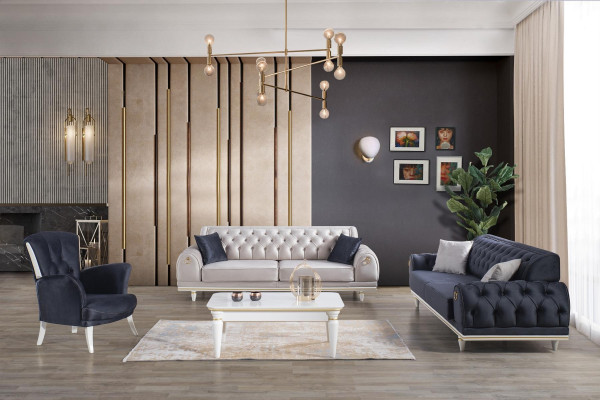 Lujo Sofá conjunto de sofás Juego de muebles 3+3+1 Mesa de centro Muebles Textil 4 piezas