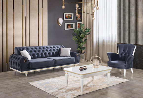 Lujo Sofá conjunto de sofás Juego de muebles 3+3+1 Mesa de centro Muebles Textil 4 piezas