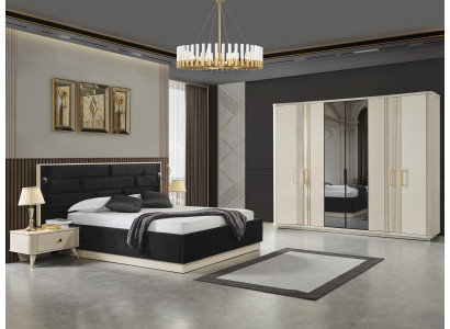 Cama 2x mesitas de noche + armario de lujo Diseño de muebles de cama.