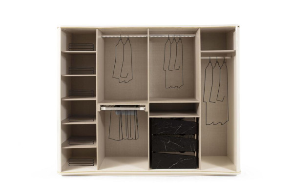 Juego de dormitorio moderno cama negra + 2 mesitas de noche guardarropa de 4 piezas.