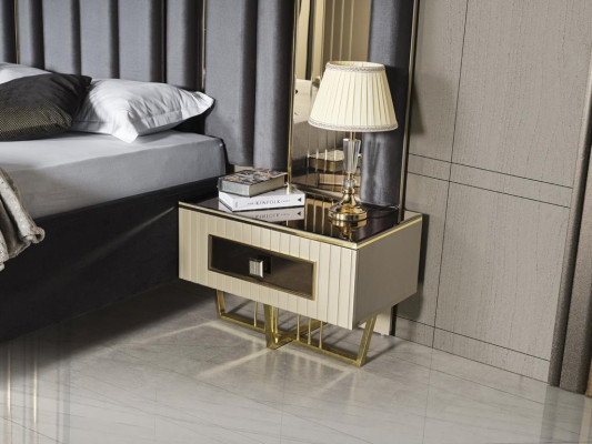 Muebles de dormitorio de lujo cama + 2 mesitas de noche Armario de ropa Cama 4 piezas
