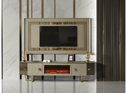 Mueble de sala con chimenea de lujo, cómoda, armario, panel de televisión, soporte para TV RTV.
