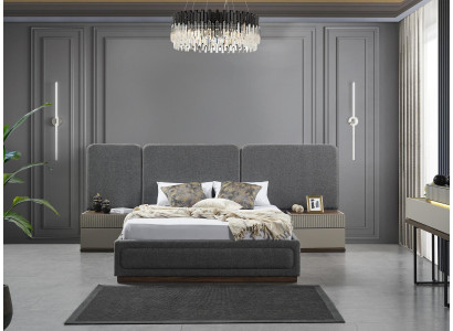 Dormitorio Cama 2x Mesitas de noche Juego de camas de lujo completo Muebles de diseño de 3 piezas.