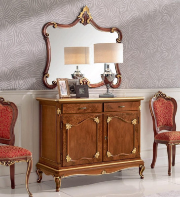 Aparador Cómoda Espejo Cómoda Cajones Madera Diseño de Lujo Art Deco Set de 2 piezas