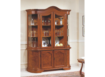 Mueble Vitrina de cristal Madera Marrón vitrina de cristal Estantes de muebles clásicos italianos Nuevos