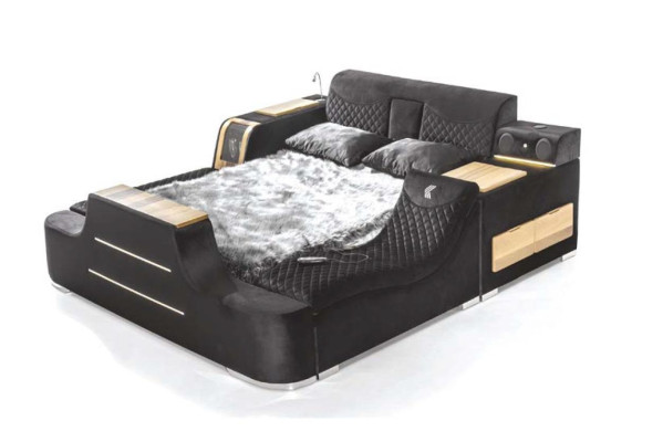 Cama de lujo con silla de masaje cama multifuncional tapizada en textil de lujo