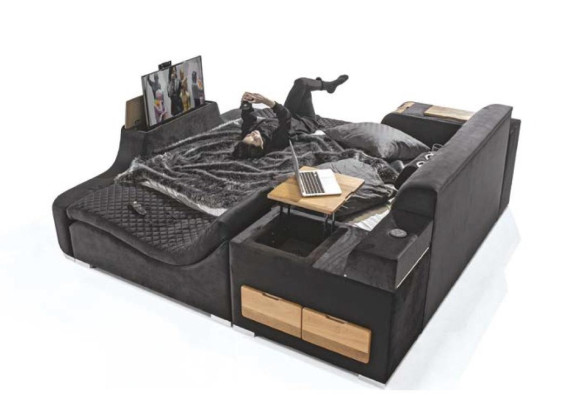 Cama de lujo con silla de masaje cama multifuncional tapizada en textil de lujo