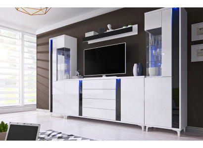 Mueble de salón de alto brillo, pared de armario, armario de salón, vitrina, aparador, paredes de salón
