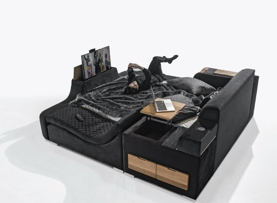 Cama doble multifuncional de exquisita calidad, muebles modernos para dormitorio.
