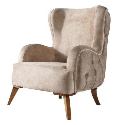 Textil Tapizado Sillón Sofá Asiento Lujo Colorido Relax Beige Chesterfield Nuevo