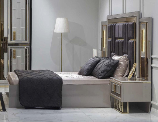 Camas habitación principal Lujo Marco de cama Diseño Cama tapizada Diseñador