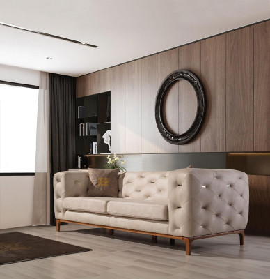 Sofá de diseño Chesterfield, moderno juego de sofás tapizados 3+3+1.