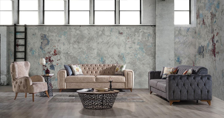 Conjunto de sofás Chesterfield, conjunto de muebles tapizados de sofá 3+3+1, grupo de asientos.