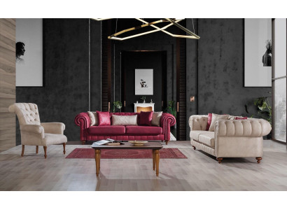Sofá Chesterfield Conjunto de sofás tapizados Sala de estar Set 3+3+1