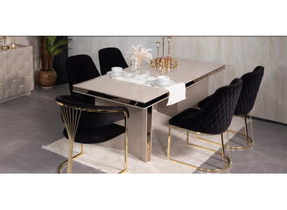 Mesa de comedor de madera, mesas, mesa diseño oro lujo muebles comedor diseñador.