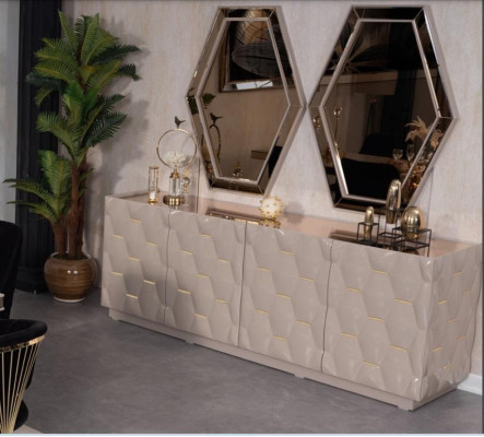 Mueble aparador espejo aparador armario de 3 piezas mesa consola diseño elegante de madera.