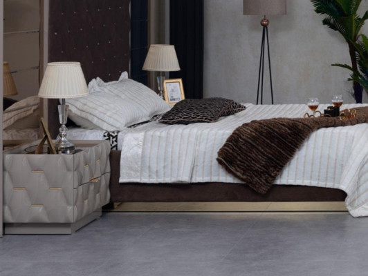 Cama doble 2 mesitas de noche Armario Ropero Conjunto de muebles de dormitorio de 4 piezas.