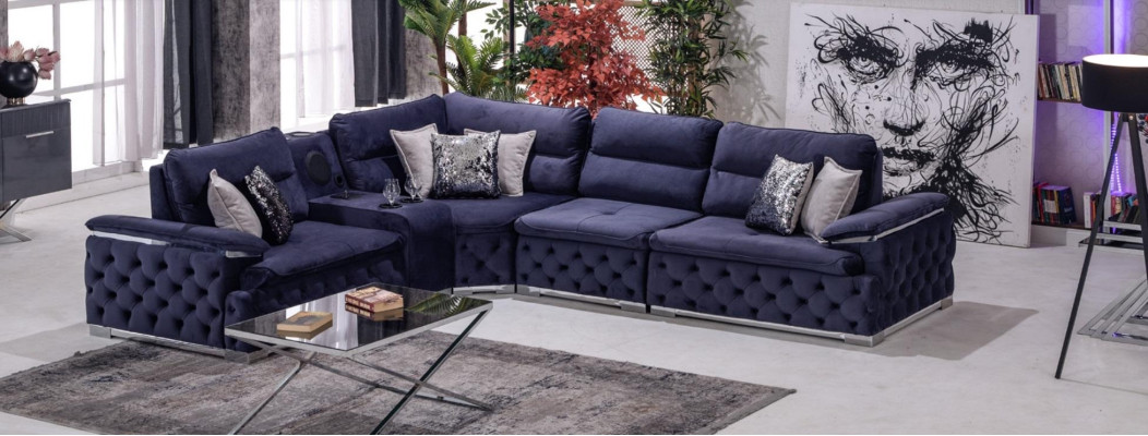 Diseño sofá esquinero de tela en forma de L Estilo moderno Muebles tapizados Grupo de sala de estar