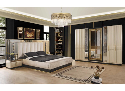 Cama mesita de noche armario ropero conjunto de dormitorio de 4 piezas Diseño moderno