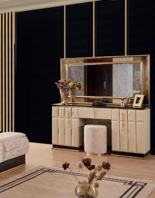 Tocador con espejo conjunto de tocador cómoda dormitorio 2 piezas.
