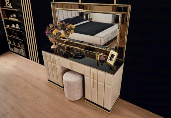 Tocador con espejo conjunto de tocador cómoda dormitorio 2 piezas.