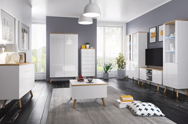 Mueble de salón de alto brillo, panel de pared, sala de estar, vitrina de televisión, aparador.