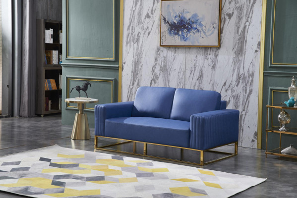 Sofá de cuero artificial de diseño elegante, diseñador de 2 plazas, muebles clásicos.