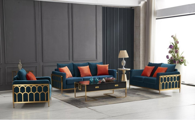 Sofá de tres plazas tapizado diseño 3 plazas beige para sala de estar.