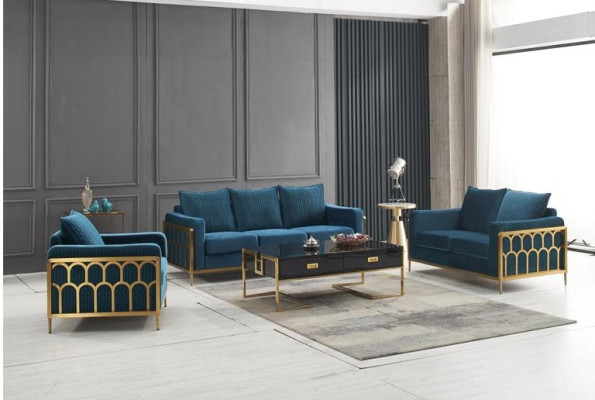 Sofá de diseño de tres plazas, moderno y acolchado, para la decoración de salas de estar.