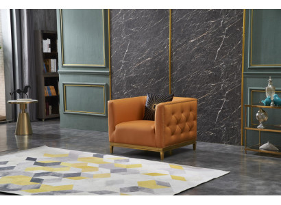 Sofá diseño sillón asiento cuero salón decoración club tapizado lujo orejas