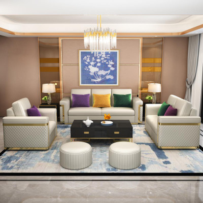 Conjunto completo de sofá de 3 2 1 plazas, diseño 3 piezas. Sofá de cuero.