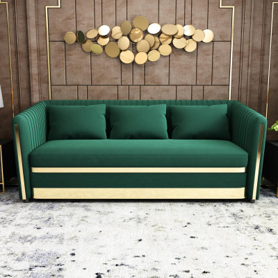 Sofá de diseñador verde, sofá, acolchado xxl, 2 plazas, sofás grandes, tela, cuero