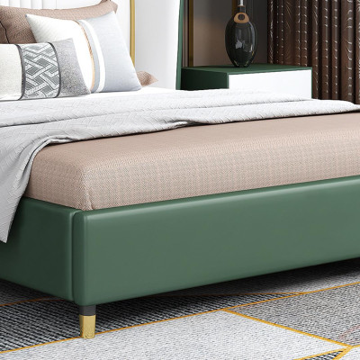Diseñador de camas tapizadas dobles en tela y cuero para dormitorio matrimonial.