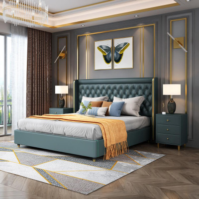 Cama clásica Cama doble Camas Madera Decoración Estilo rústico Madera real