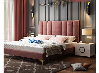 Conjunto completo de muebles de lujo para dormitorio de 3 piezas. Cama y 2 mesitas de noche modernas.