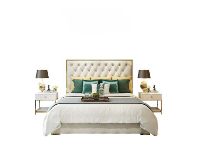 Estilo clásico inglés Cama doble Textil Chesterfield Camas 180x200cm