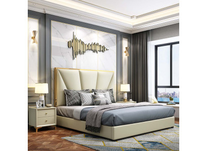 Conjunto de dormitorio cama Diseño Muebles de lujo Decoración Camas 2x Mesitas de noche 3 piezas