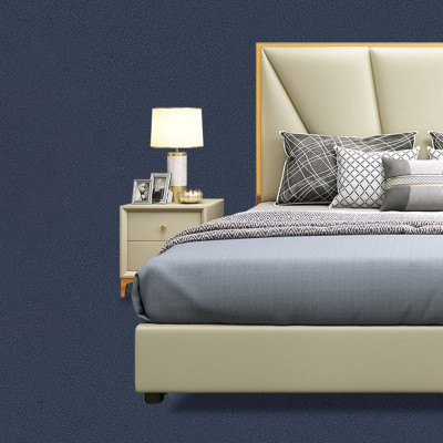 Cama de madera Camas Hotel de lujo Cama doble clásica Estructura de cama de estilo campestre