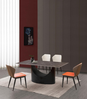 Mesa de comedor de diseño con juego de 4 sillas, conjunto para la sala de estar, grupo de 5 piezas. Mesas de mármol.